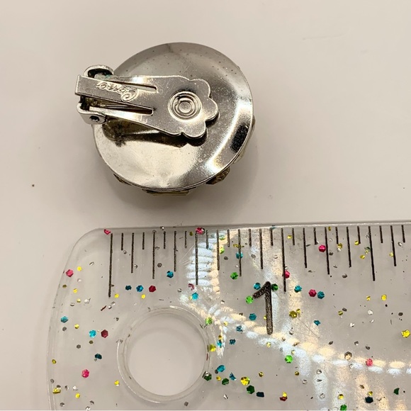 Coro vintage baguette rhinestone pearl round button dome sparkling earrings - Picture 14 of 15